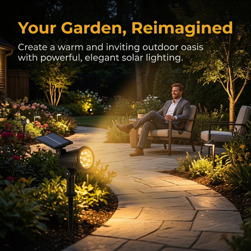 Smart Garden Light Camera - 2PCS Solar Powered LED Spotlights Household