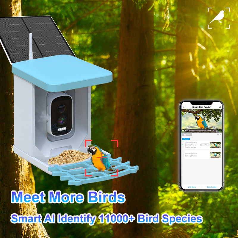Smart Bird Feeder Camera - 5MP 1944P Trishome/iCsee APP Solar Power