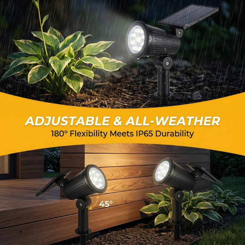 2PCS Solar Powered LED Spotlig - مراجعة Smart Garden Light Camera وسعره