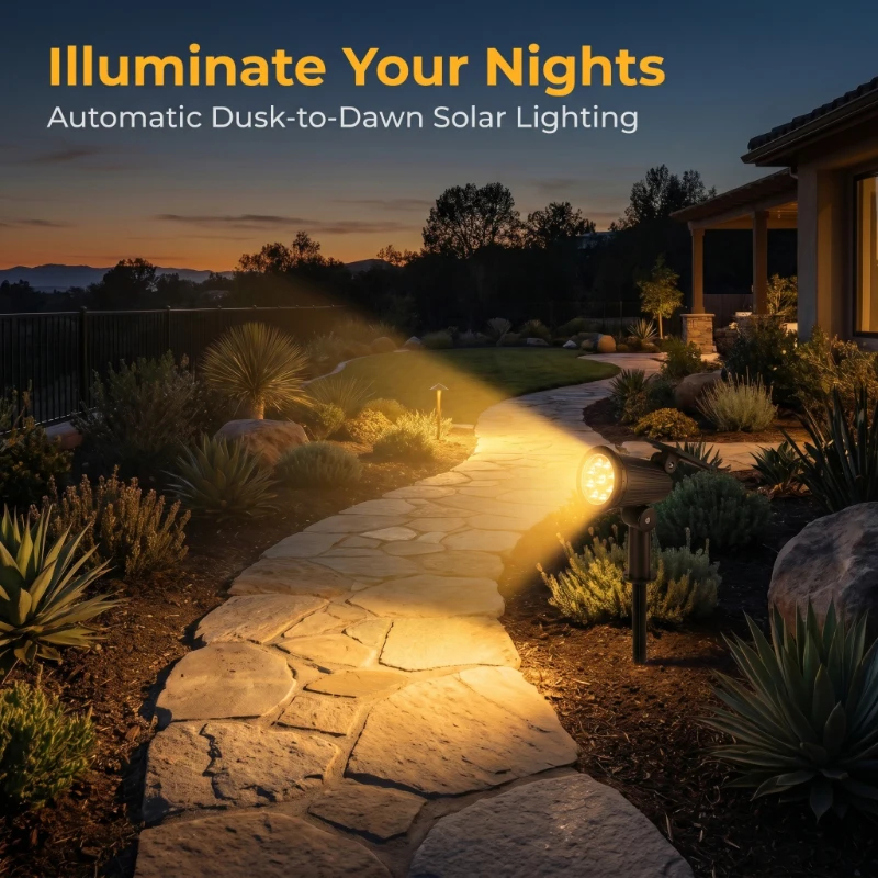 2PCS Solar Powered LED Spotlig - مراجعة Smart Garden Light Camera وسعره