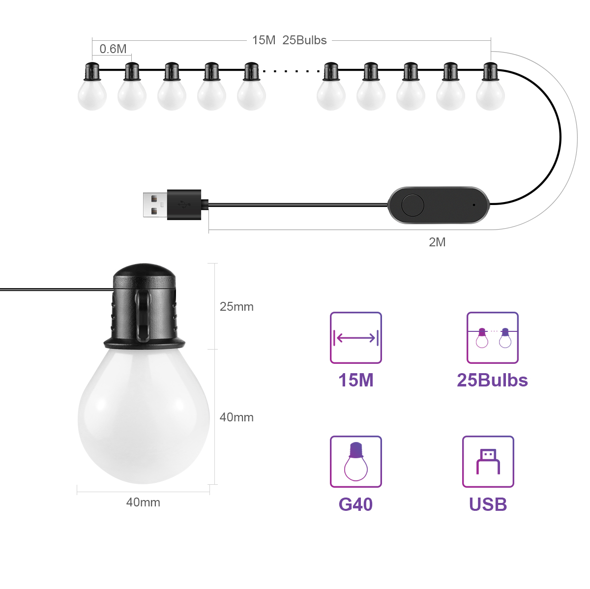 Tuya Smart WIFI G40 LED Bulb S - مراجعة Smart Garden Festoon Lights وسعره