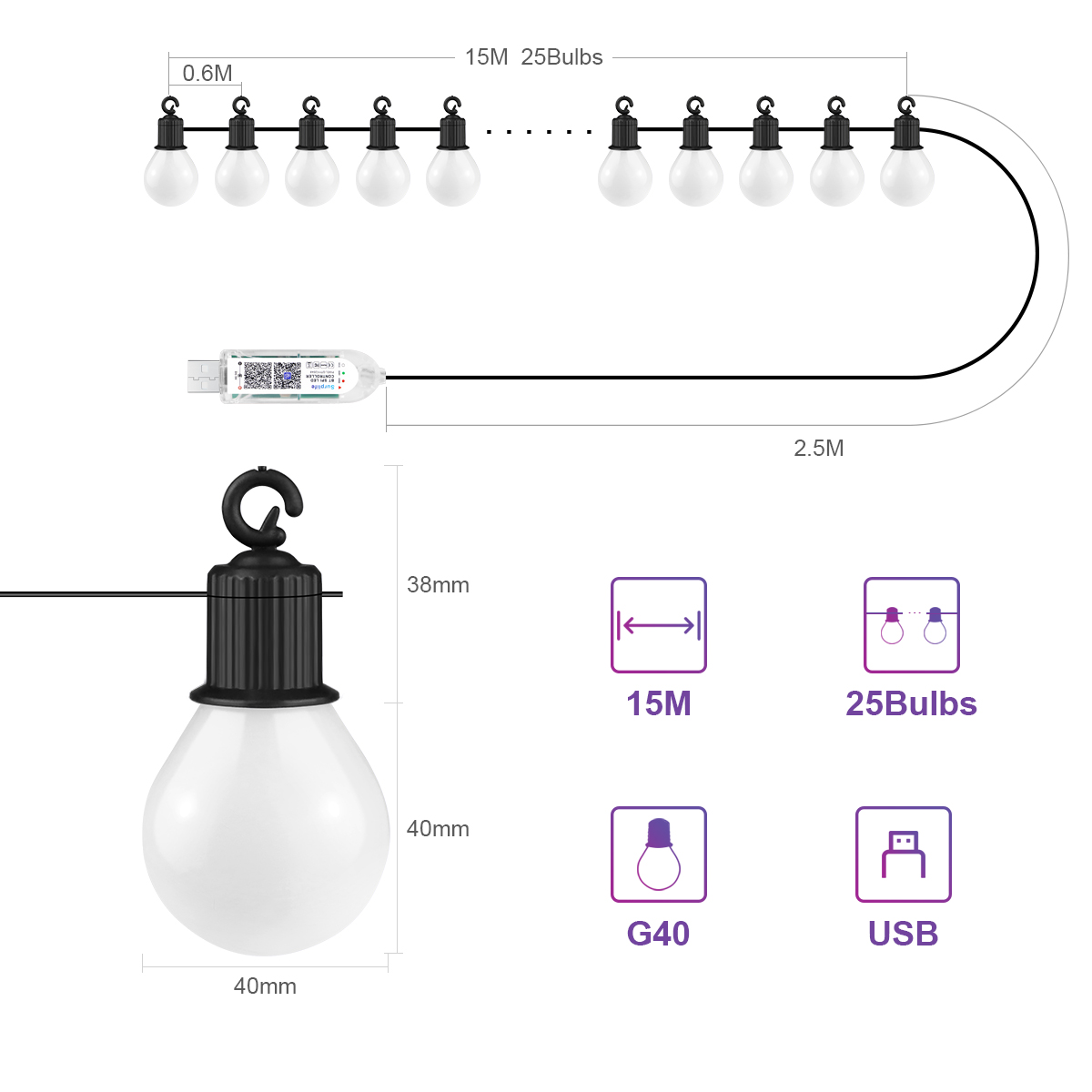 Smart WIFI and Bluetooth G40 L - مراجعة Smart Garden Festoon Lights وسعره