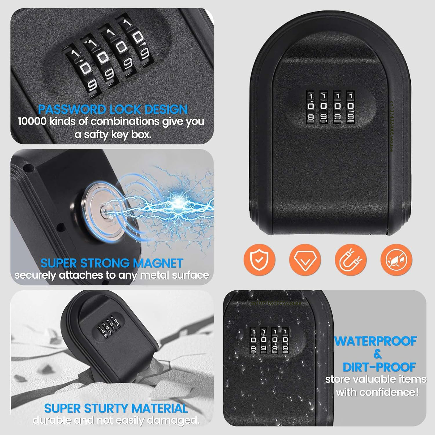 Magntic Key Lock Box with 4 Di - مراجعة Smart Garden Gate Lock وسعره