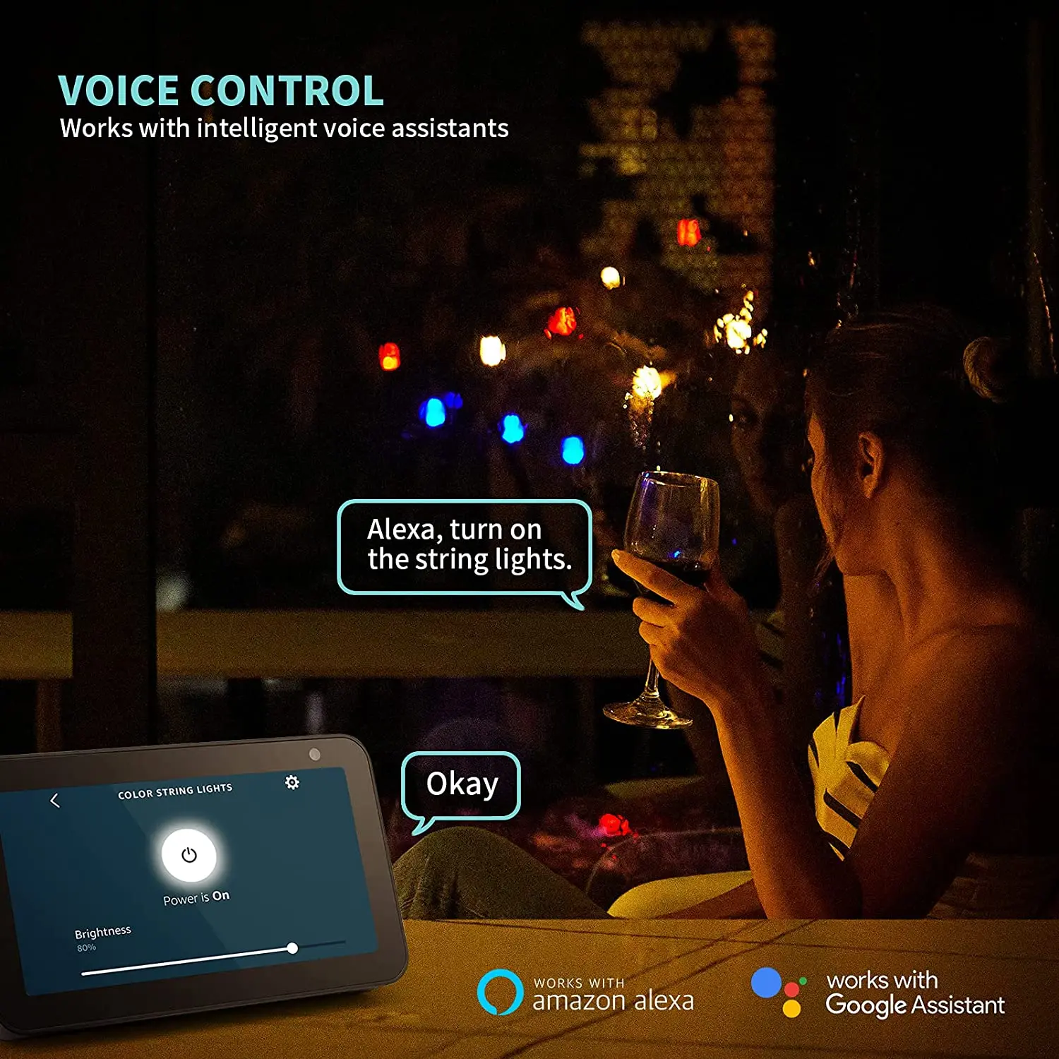 10m Smart LED String Lights Co - مراجعة Smart Garden Festoon Lights وسعره