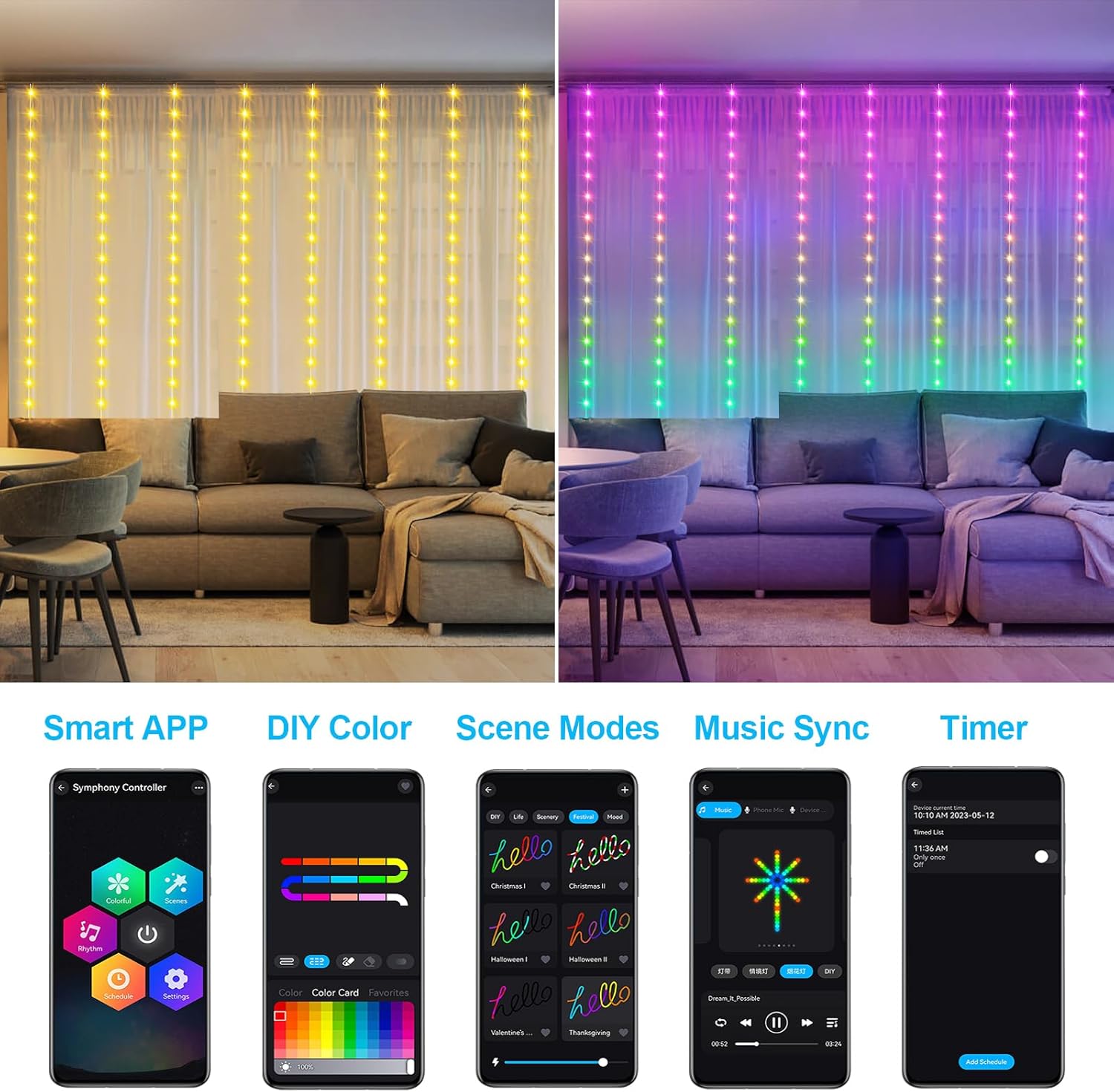 Smart Curtain Lights RGB 5050  - مراجعة Smart Gardening وسعره